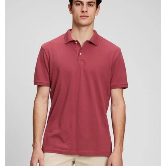 COPY - GAP red stretch pique polo shirt XXL TTG waffle knit - Picture 1 of 4